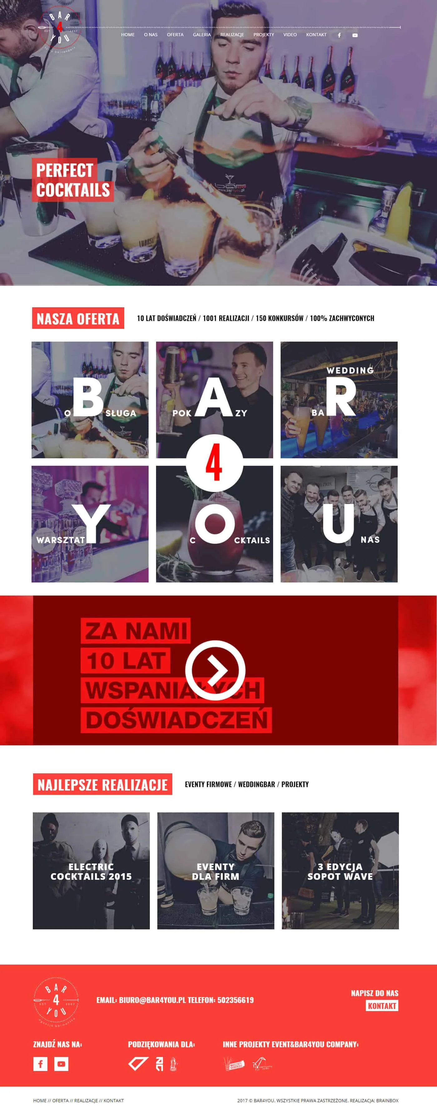 Bar4you - pełny zrzut projektu strony internetowej