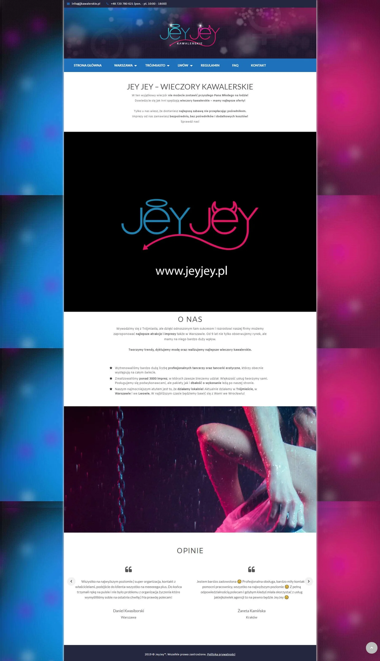 JeyJey Kawalerskie - pełny zrzut projektu strony internetowej