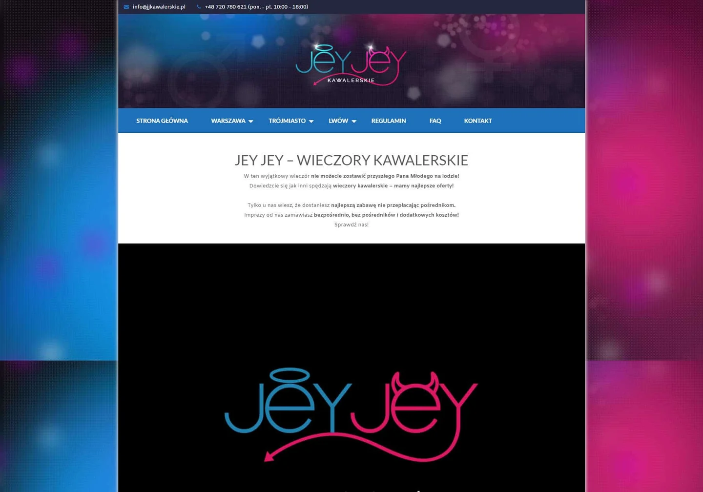 JeyJey Kawalerskie - projekt strony wykonanej przez Brainbox